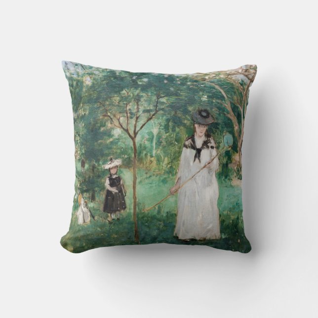 Berthe Morisot - The Butterfly Hunt Throw Pillow (Front)