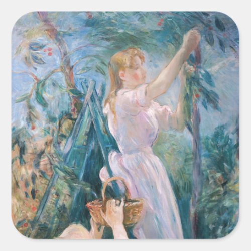 Berthe Morisot _ The Cherry Picker Square Sticker