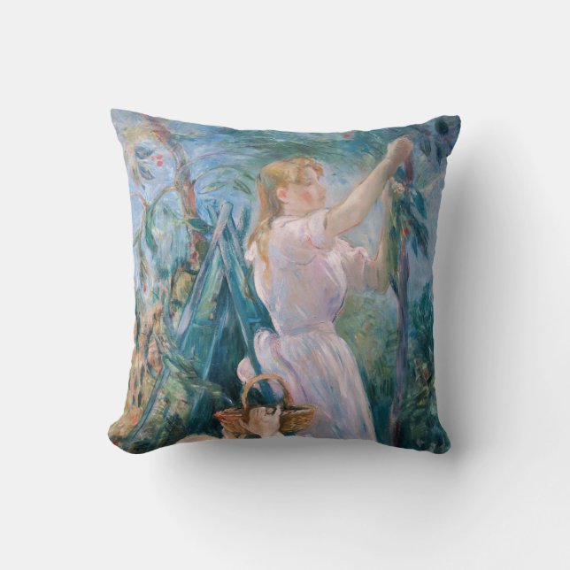 Berthe Morisot - The Cherry Picker Throw Pillow (Front)