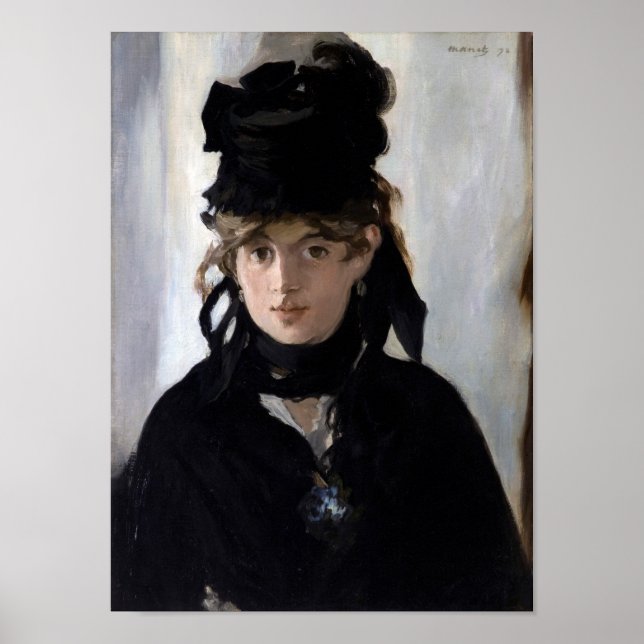 Berthe Morisot With a Bouquet of Violets, Manet Poster (Front)