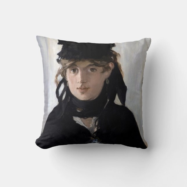 Berthe Morisot With a Bouquet of Violets, Manet Throw Pillow (Front)