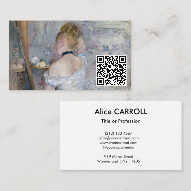 Berthe Morisot - Woman at Her Toilette - QR Code Business Card (Front/Back)