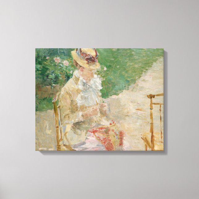 Berthe Morisot - Young Woman Knitting Canvas Print (Front)
