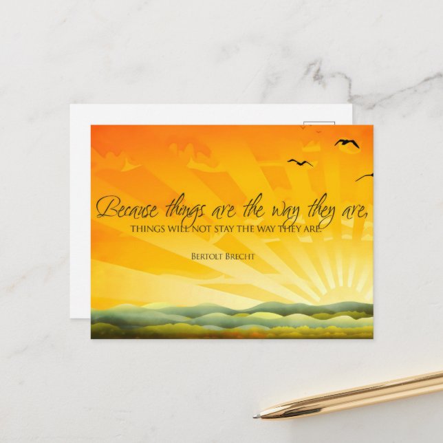 Bertolt Brecht Inspirational Quote "Change" Postca Postcard (Front/Back In Situ)