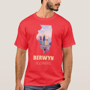 Berwyn Illinois Map Oversized T-Shirt