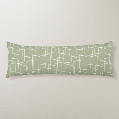 Beryl Green Retro Lino Print Geometric Pattern Body Pillow