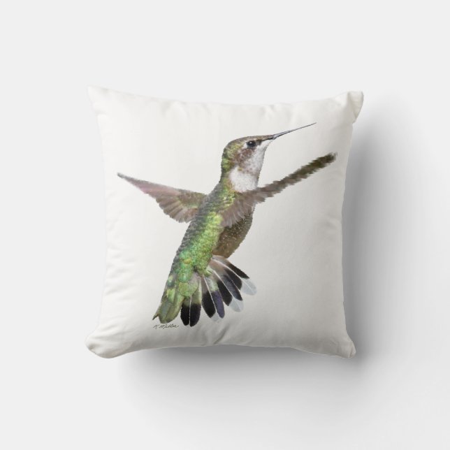 Berylline hummingbird throw pillow (Front)