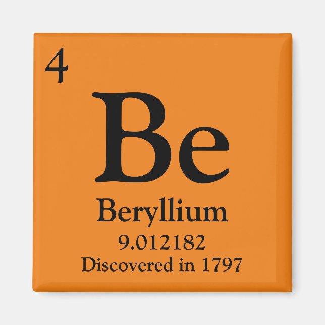 Beryllium Periodic Table Magnet (Front)