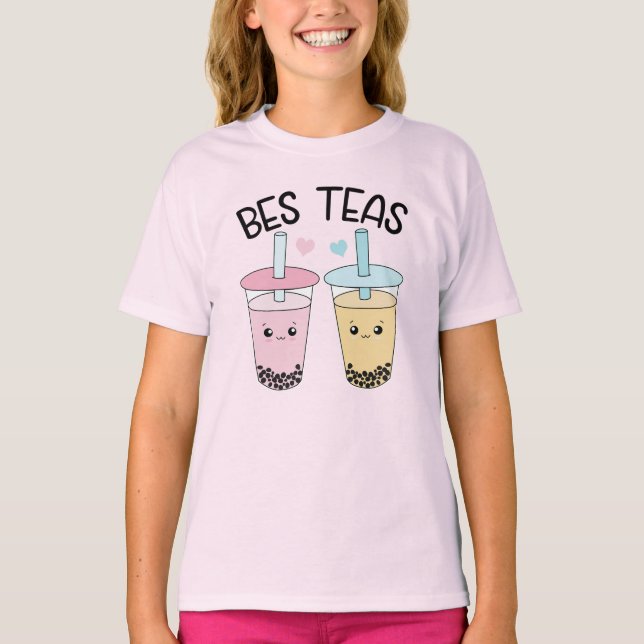 Bes Tea, Besties Boba Tea, Best Friends Gift T-Shirt (Front)