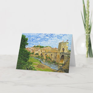 Besalu Spain-Colored Pencil Card