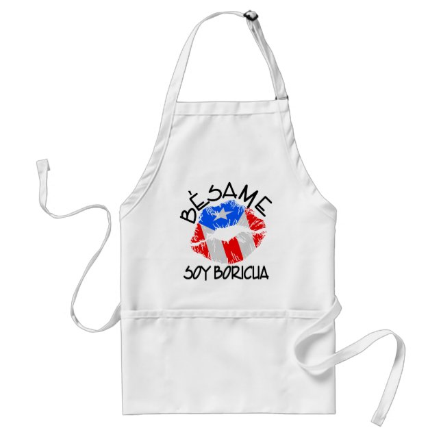 Besame Soy Boricua Kiss Me I'm Puerto Rican Adult Apron (Front)
