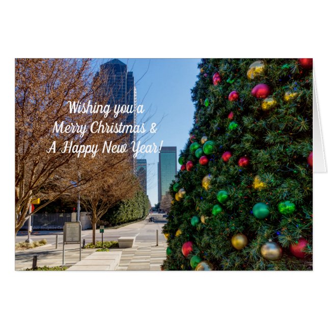 Beside The Dallas Christmas Tree Christmas Card (Front Horizontal)