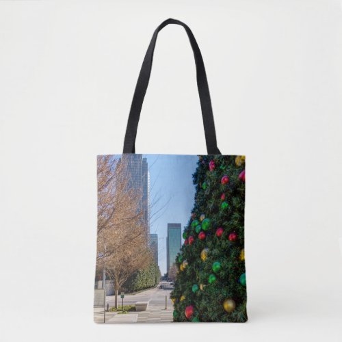 Beside The Dallas Christmas Tree Tote Bag