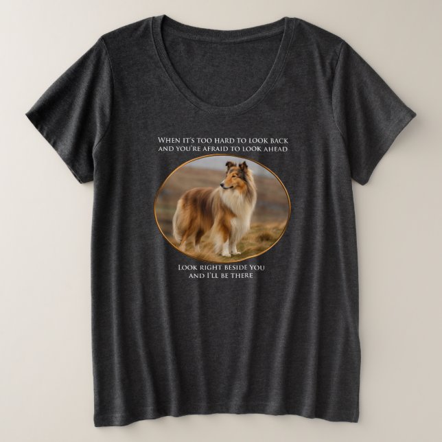 Beside You Collie Plus Size T-Shirt (Design Front)