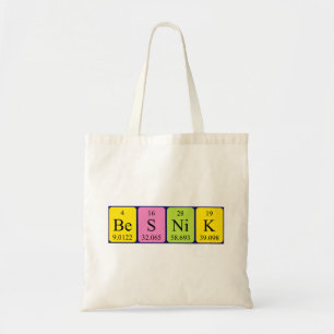 Besnik periodic table name tote bag