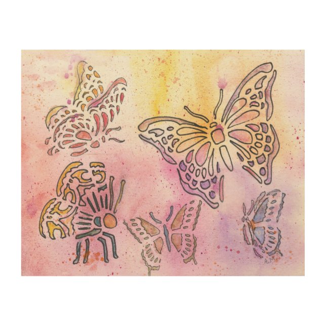 Bespeckled Flight Wood Wall Art (Front)