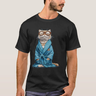 Bespectacled Bathrobe Cat For Sleeping T-Shirt