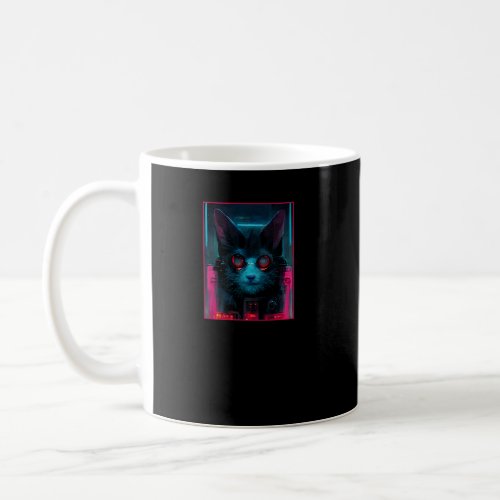 Bespectacled Cyberpunk Cat Techno Glasses    Coffee Mug