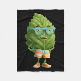 Bespectacled Leaf in Shorts for Beach and Holiday Fleece Blanket