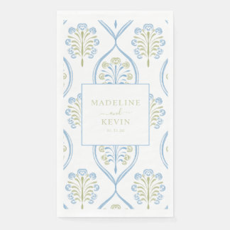 Bespoke Blue and Green Floral Wedding Paper Guest Towels