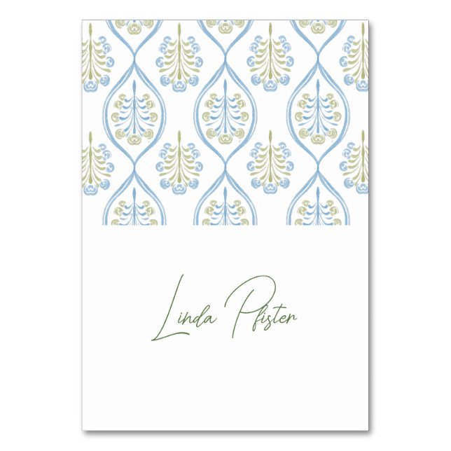 Bespoke Blue and Green Floral Wedding  Table Number (Front)