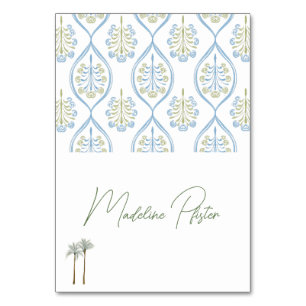 Bespoke Blue and Green Wedding Palm Tree Table Num Number