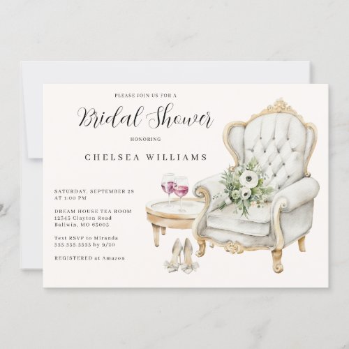 Bespoke Elegant Chair Bridal Shower Invitation