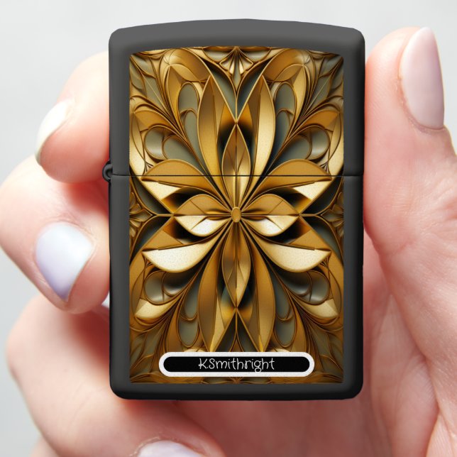 Bespoke Grandeur Personalized Gold  Zippo Lighter (In Hand)