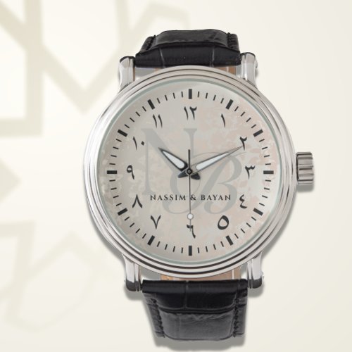 Bespoke Groom Monogram Black Leather Watch