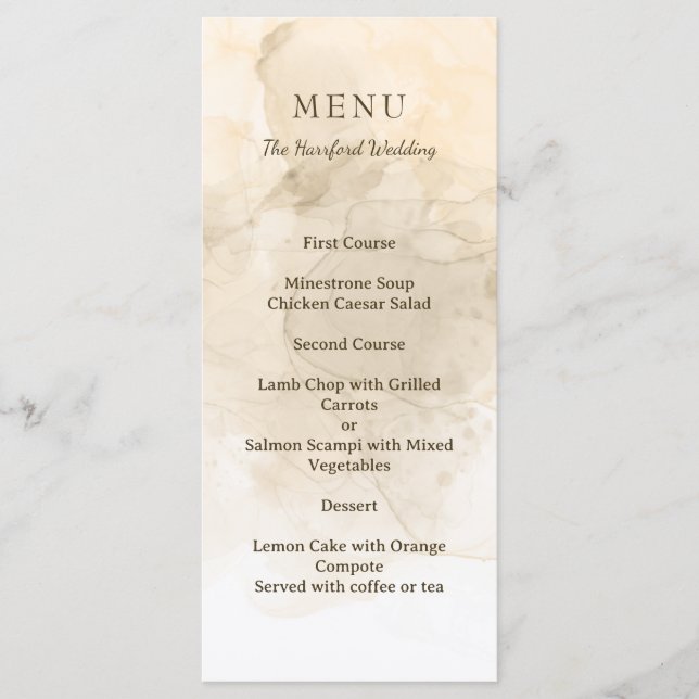Bespoke Marbled Villa Wedding Menu (Front)