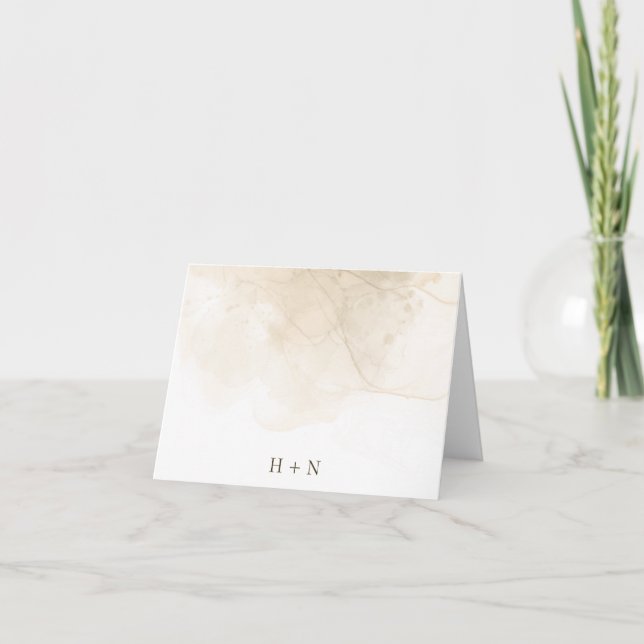 Bespoke Marbled Wedding Monogram Letterpress Thank You Card (Front)