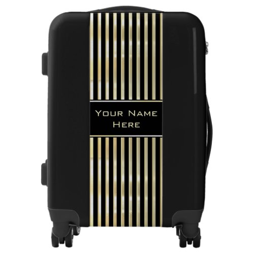 Bespoke Personalized Gold Flare Striped Luggage