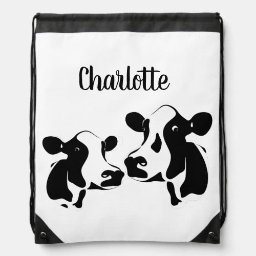 Bessie and Nellie the Cows Drawstring Bag