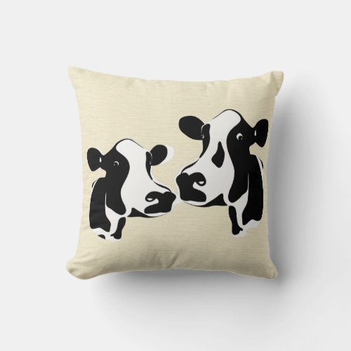 Bessie and Nellie the Cows Throw Pillow