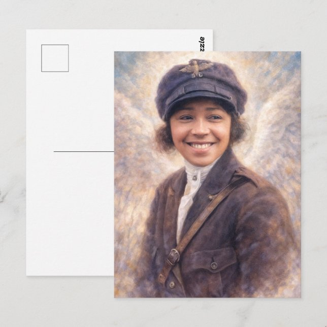 Bessie Coleman Portrait Painting - Angelcore Style Postcard (Front/Back)