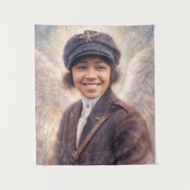 Bessie Coleman With Wings Painting Tapestry (Front)