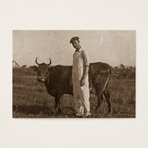 Bessie the Cow and her Farmer. Business Card
