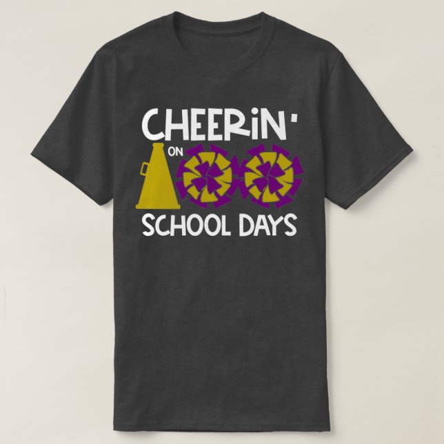 Best 100th Day of School Cheerleader Cheering on 1 T-Shirt (Design Front)