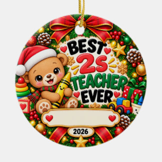 Best 2s Teacher Ever Christmas Ornament 2026
