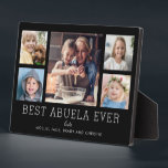 Best Abuela Ever 5-Photo Collage Keepsake Custom Plaque<br><div class="desc">Simple and clean design lets your family photos shine on this Best Abuela Ever plaque. A large photograph in the center with two smaller photos on either side let you insert your own photos easily. Best Abuela Ever is written in a large modern font. Two lines below let you complete...</div>