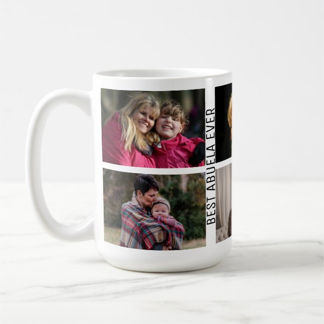 Best Abuela Ever 6 Photo Custom Collage Grandma Coffee Mug (Left)