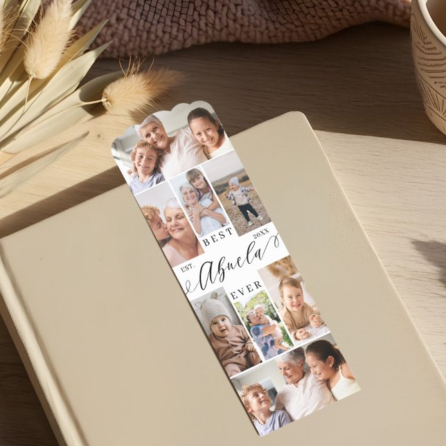 Best Abuela Ever Script Mother's Day Photo Collage Bookmarks (Best Abuela Ever Script Mother's Day Photo Collage Bookmarks)