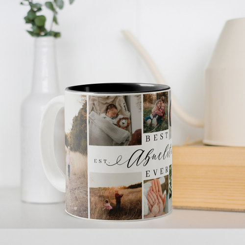 Best Abuelito Ever Elegant Script 8 Photo Collage Two_Tone Coffee Mug