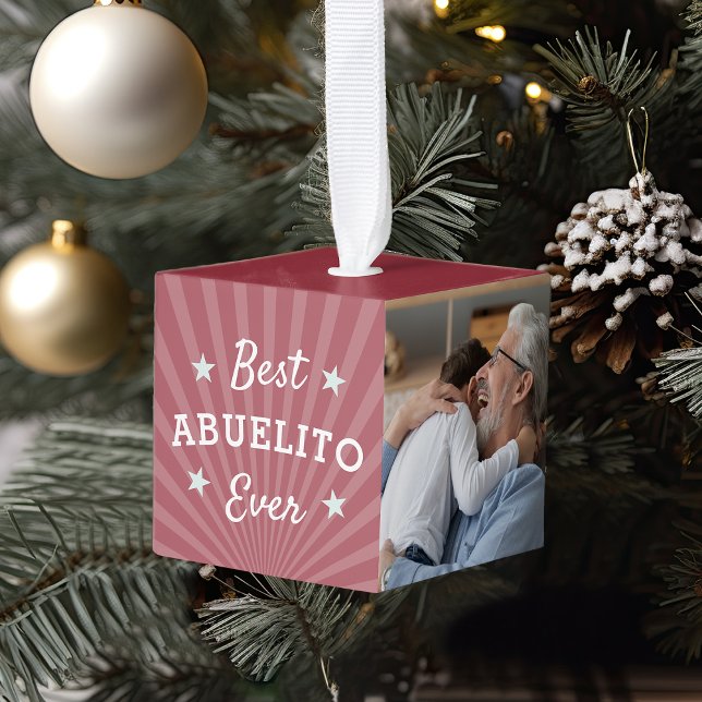 Best Abuelito Ever Photo Cube Ornament (Creator Uploaded)