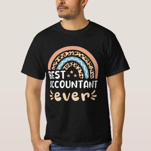 Best Accountant ever Leopard Rainbow Gift Mom T_Shirt