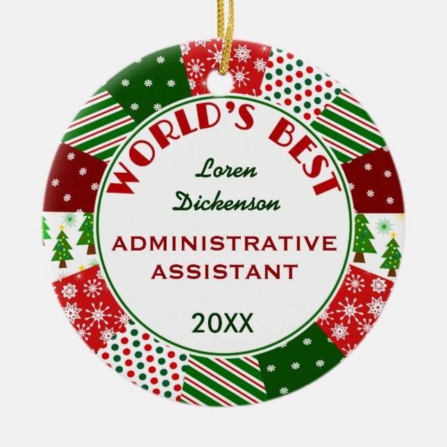 Best Admin Asst Christmas gift Ceramic Ornament (Front)