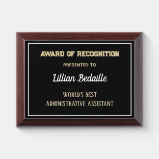 Best Administrative Asst Award Plaque