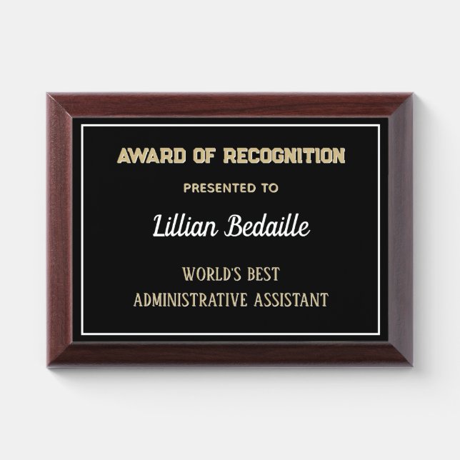 Best Administrative Asst Award Plaque (Horizontal)