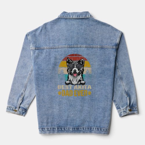Best Akita Dad Ever Vintage Dog  Denim Jacket