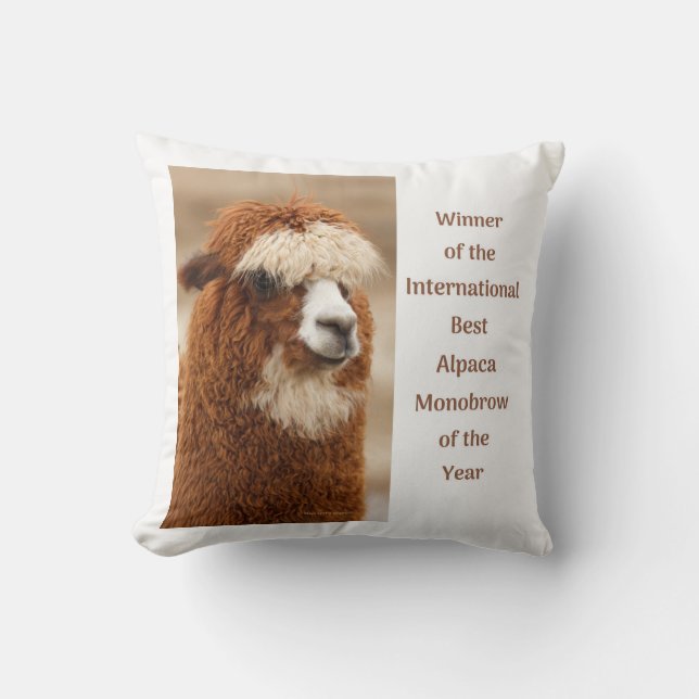 Best Alpaca Monobrow Throw Pillow (Front)